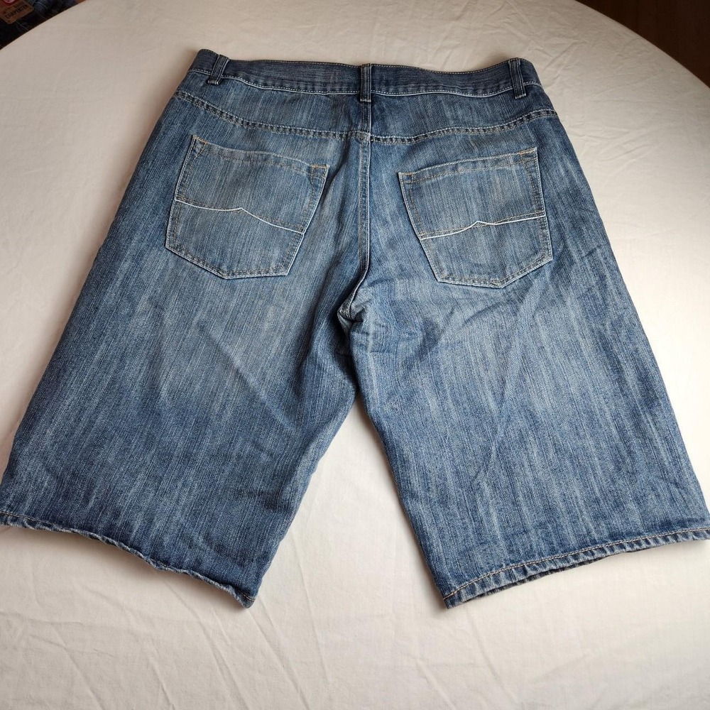 Avirex Mens Blue Denim Jeans Shorts Jorts Vintage Y2K Skater Hip Hop Baggy 36